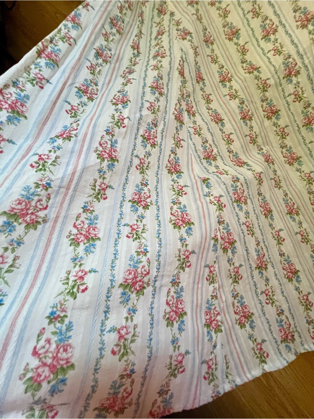 Floral Puff Sleeve Maxi Dress - White with Pink & Blue Floral Print - Picture 3 of 11